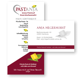Print-Design: Flyer und Visitenkarte für Pastanja